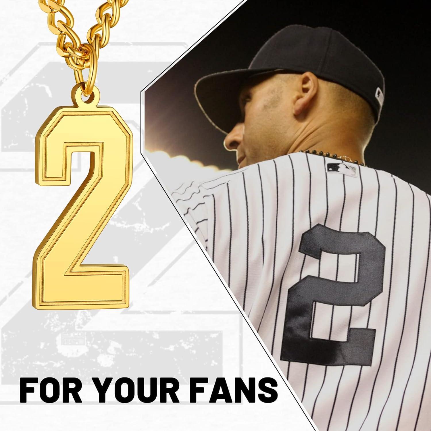 imageChainsHouse Men 09 Jersey Number Necklace Custom Necklace BaseballBasketballFootball with Number Personalized Number Pendant Stainless Steel Chain Sports Necklaces for Men Women with Gift BoxNumber 2Gold