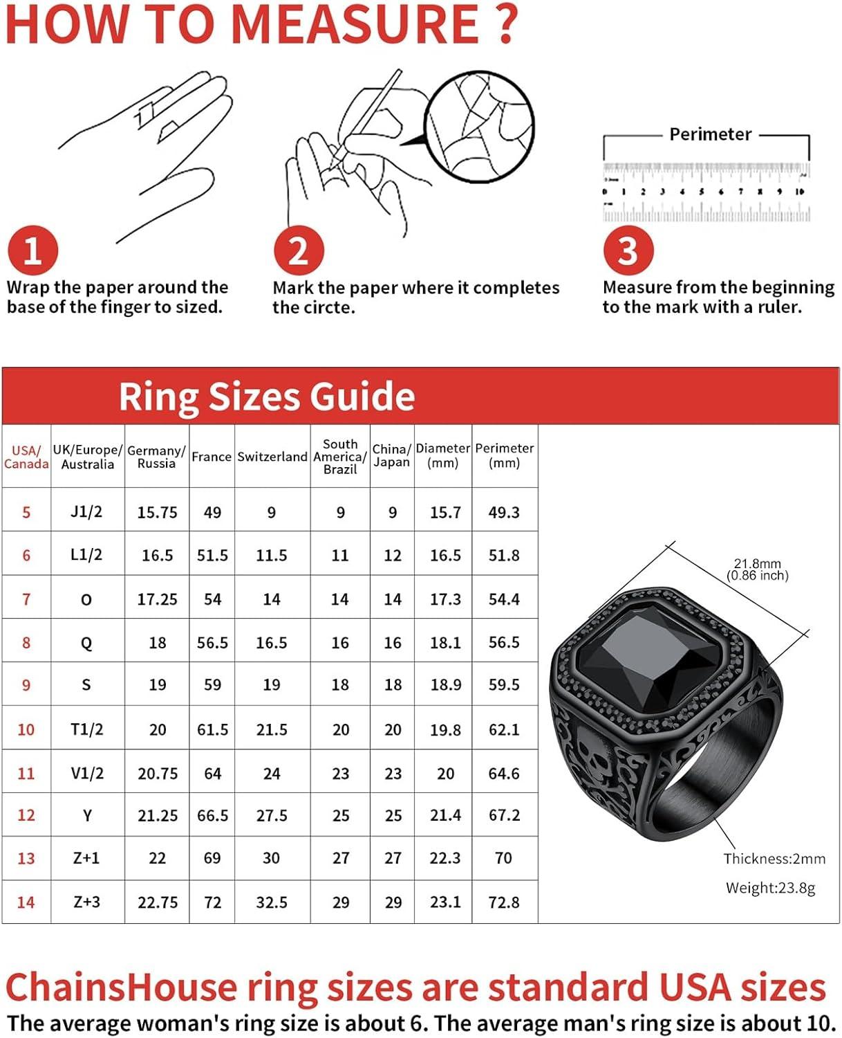 imageChainsHouse Mens Black Onyx Rings Retro X Bone Skull Stainless Steel Signet Rings for Men Black Onyx Agate Gemstone Rings Jewelry Offer Custom Service Size 714A Skull SquareBlack