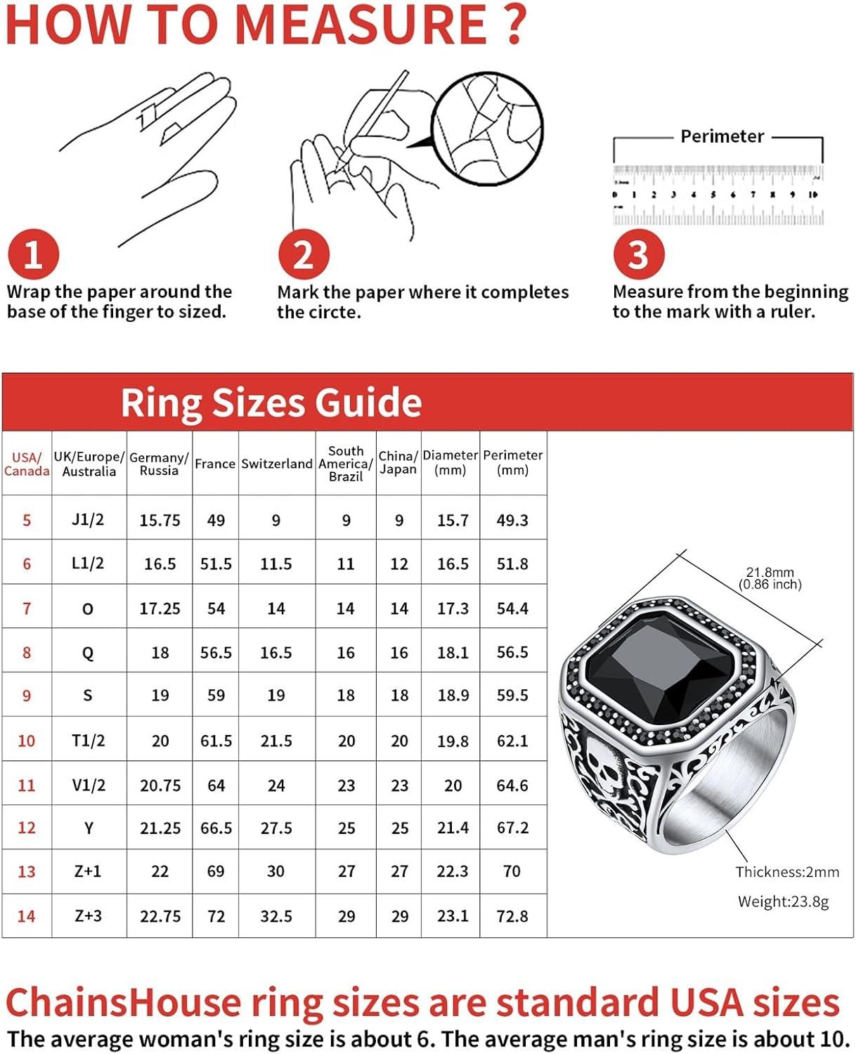 imageChainsHouse Mens Black Onyx Rings Retro X Bone Skull Stainless Steel Signet Rings for Men Black Onyx Agate Gemstone Rings Jewelry Offer Custom Service Size 714B Skull SquareSteel