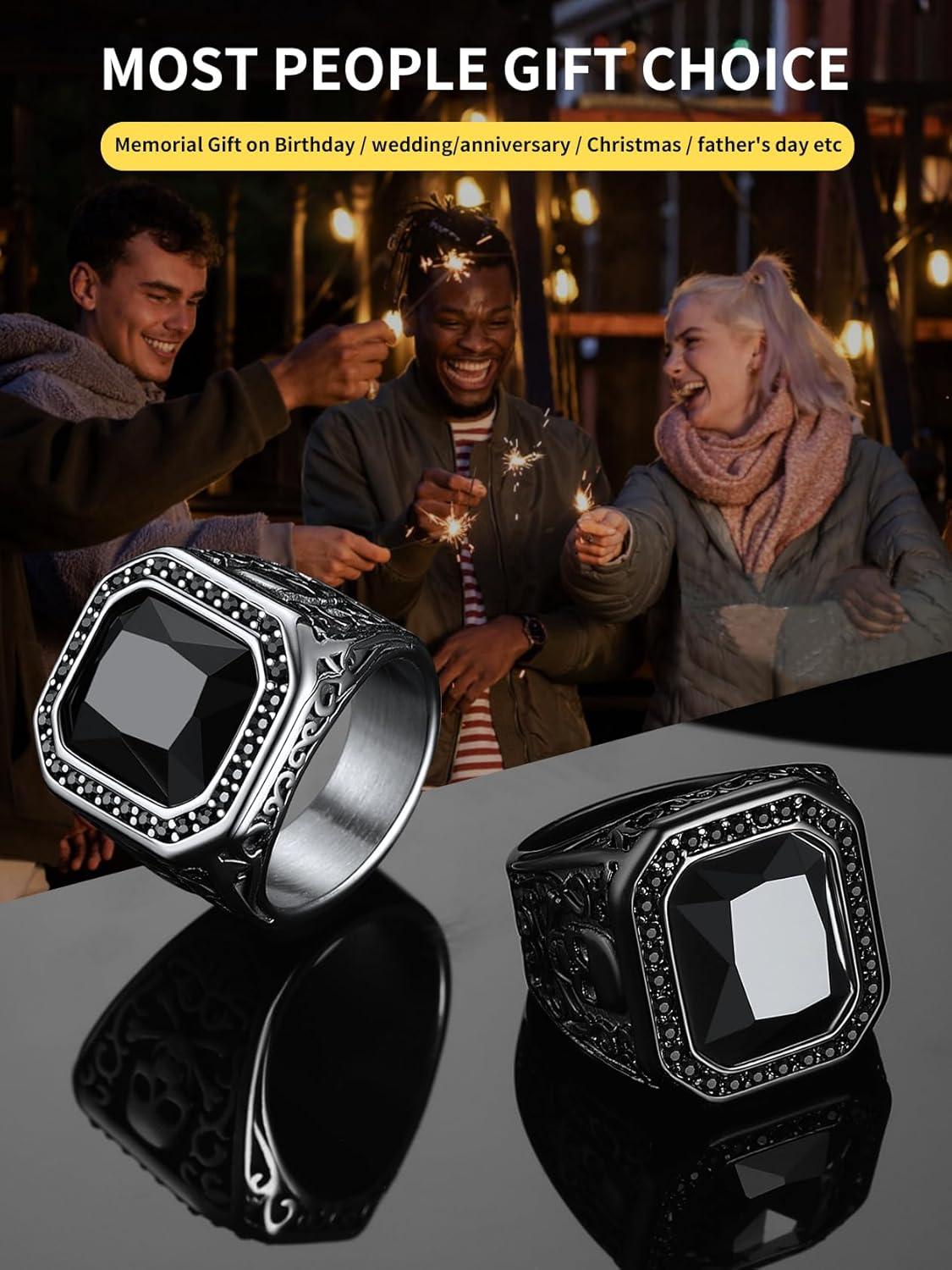 imageChainsHouse Mens Black Onyx Rings Retro X Bone Skull Stainless Steel Signet Rings for Men Black Onyx Agate Gemstone Rings Jewelry Offer Custom Service Size 714G SteelBlack OnyxCustom