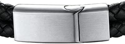 imageChainsHouse Mens Wrap Braided Leather Black Bead Bracelets Bangles Vintage Star of DavidWing SkullTemplar Cross Genuine Leather Bracelet Customize Available Size 758390 Inch Send Gift BoxA Double BraidedSteel Clasp