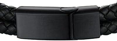 imageChainsHouse Mens Wrap Braided Leather Black Bead Bracelets Bangles Vintage Star of DavidWing SkullTemplar Cross Genuine Leather Bracelet Customize Available Size 758390 Inch Send Gift BoxA Double BraidedBlack Clasp