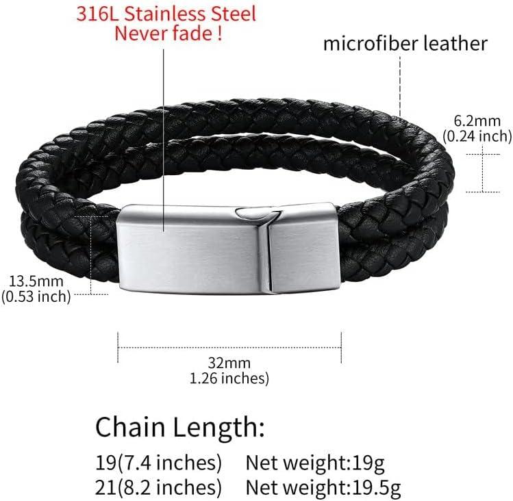 imageChainsHouse Mens Wrap Braided Leather Black Bead Bracelets Bangles Vintage Star of DavidWing SkullTemplar Cross Genuine Leather Bracelet Customize Available Size 758390 Inch Send Gift BoxA Double BraidedSteel Clasp