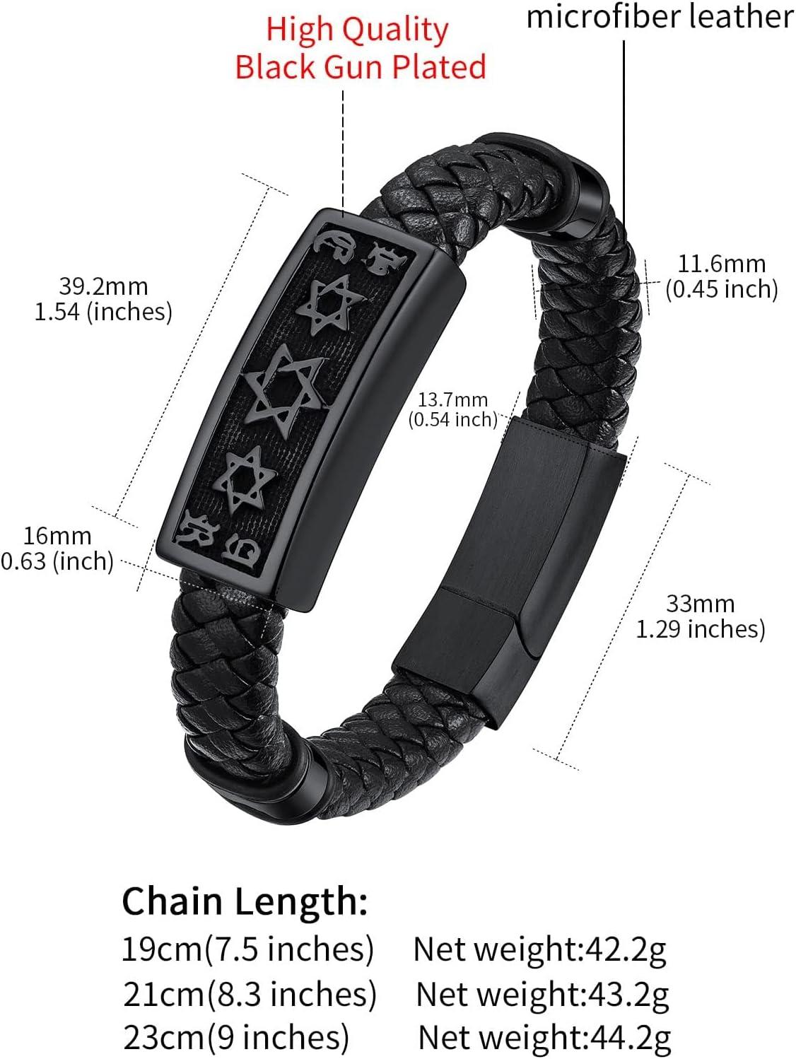 imageChainsHouse Mens Wrap Braided Leather Black Bead Bracelets Bangles Vintage Star of DavidWing SkullTemplar Cross Genuine Leather Bracelet Customize Available Size 758390 Inch Send Gift BoxA Star of DavidBlack