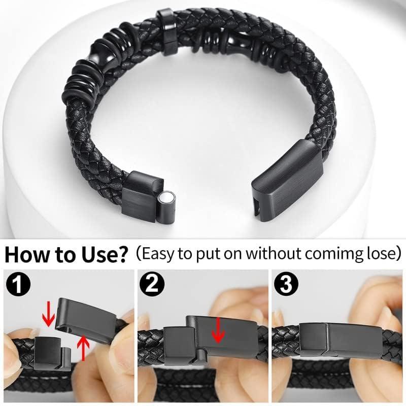 imageChainsHouse Mens Wrap Braided Leather Black Bead Bracelets Bangles Vintage Star of DavidWing SkullTemplar Cross Genuine Leather Bracelet Customize Available Size 758390 Inch Send Gift BoxA BeadBlack Clasp