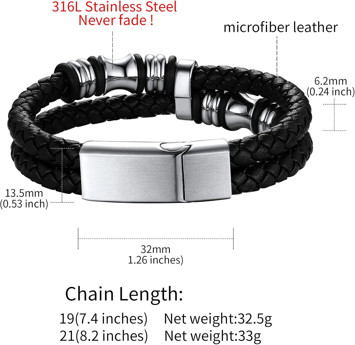 imageChainsHouse Mens Wrap Braided Leather Black Bead Bracelets Bangles Vintage Star of DavidWing SkullTemplar Cross Genuine Leather Bracelet Customize Available Size 758390 Inch Send Gift BoxB BeadSteel ClaspCustom