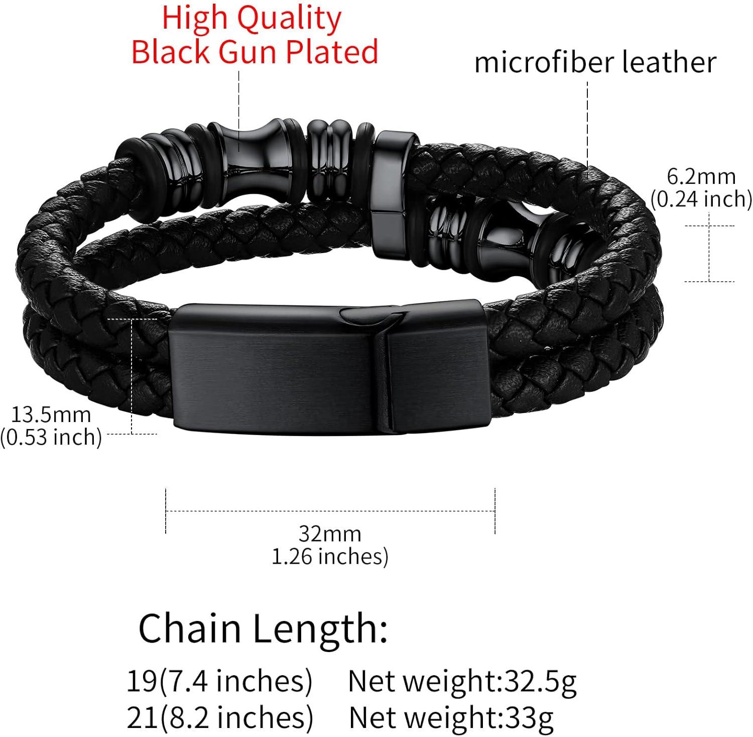 imageChainsHouse Mens Wrap Braided Leather Black Bead Bracelets Bangles Vintage Star of DavidWing SkullTemplar Cross Genuine Leather Bracelet Customize Available Size 758390 Inch Send Gift BoxB BeadBlack ClaspCustom