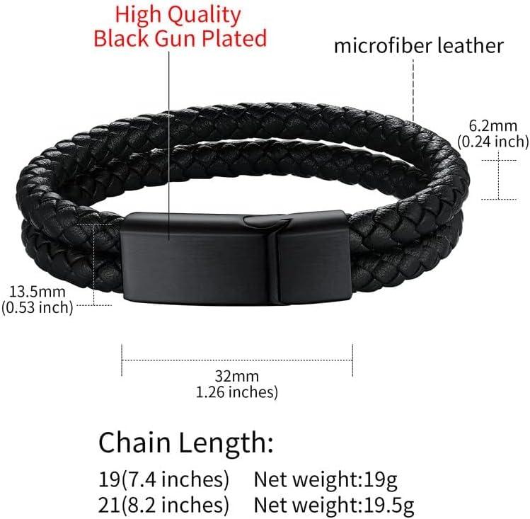 imageChainsHouse Mens Wrap Braided Leather Black Bead Bracelets Bangles Vintage Star of DavidWing SkullTemplar Cross Genuine Leather Bracelet Customize Available Size 758390 Inch Send Gift BoxA Double BraidedBlack Clasp