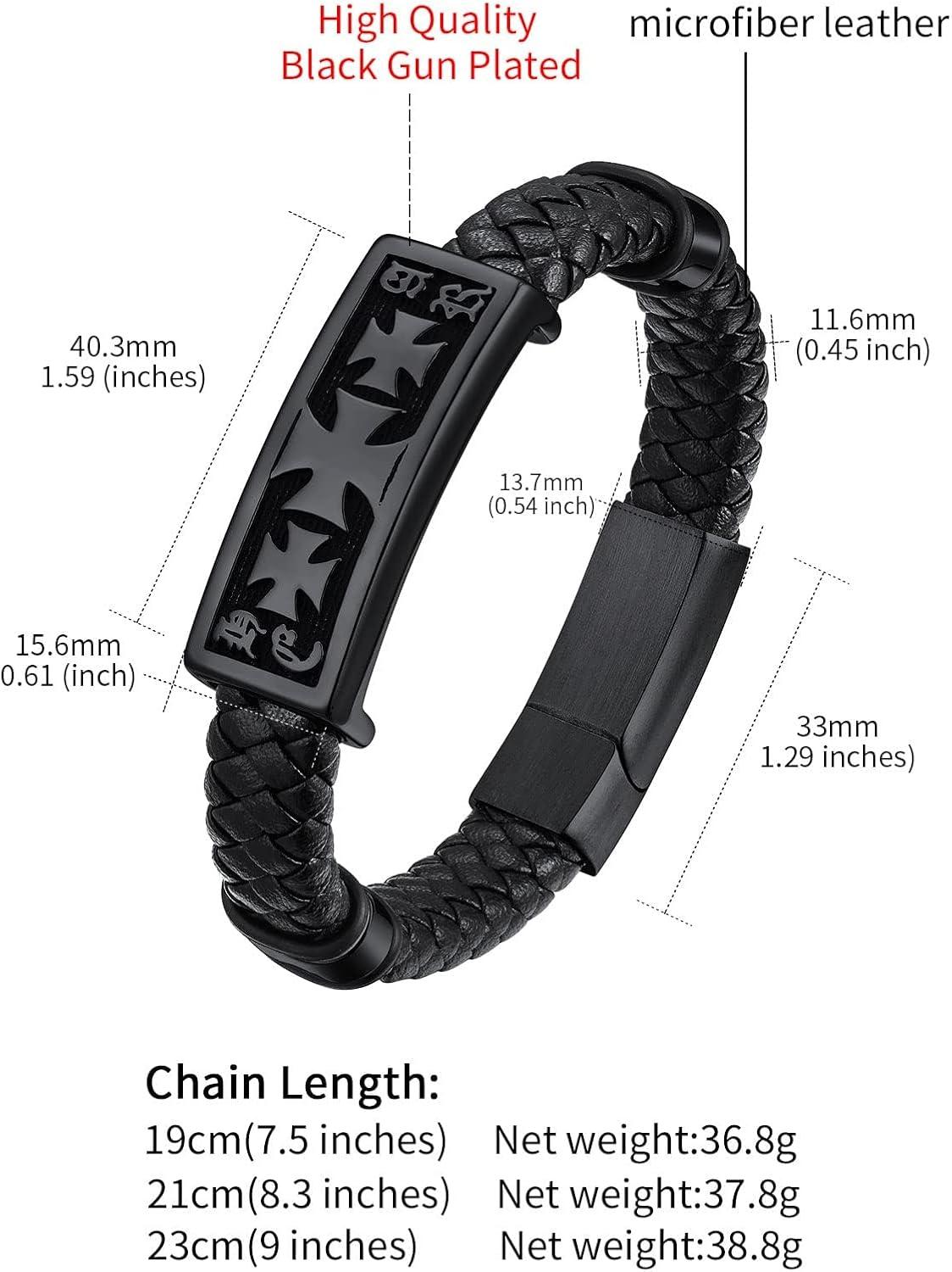 imageChainsHouse Mens Wrap Braided Leather Black Bead Bracelets Bangles Vintage Star of DavidWing SkullTemplar Cross Genuine Leather Bracelet Customize Available Size 758390 Inch Send Gift BoxA Templar CrossBlack