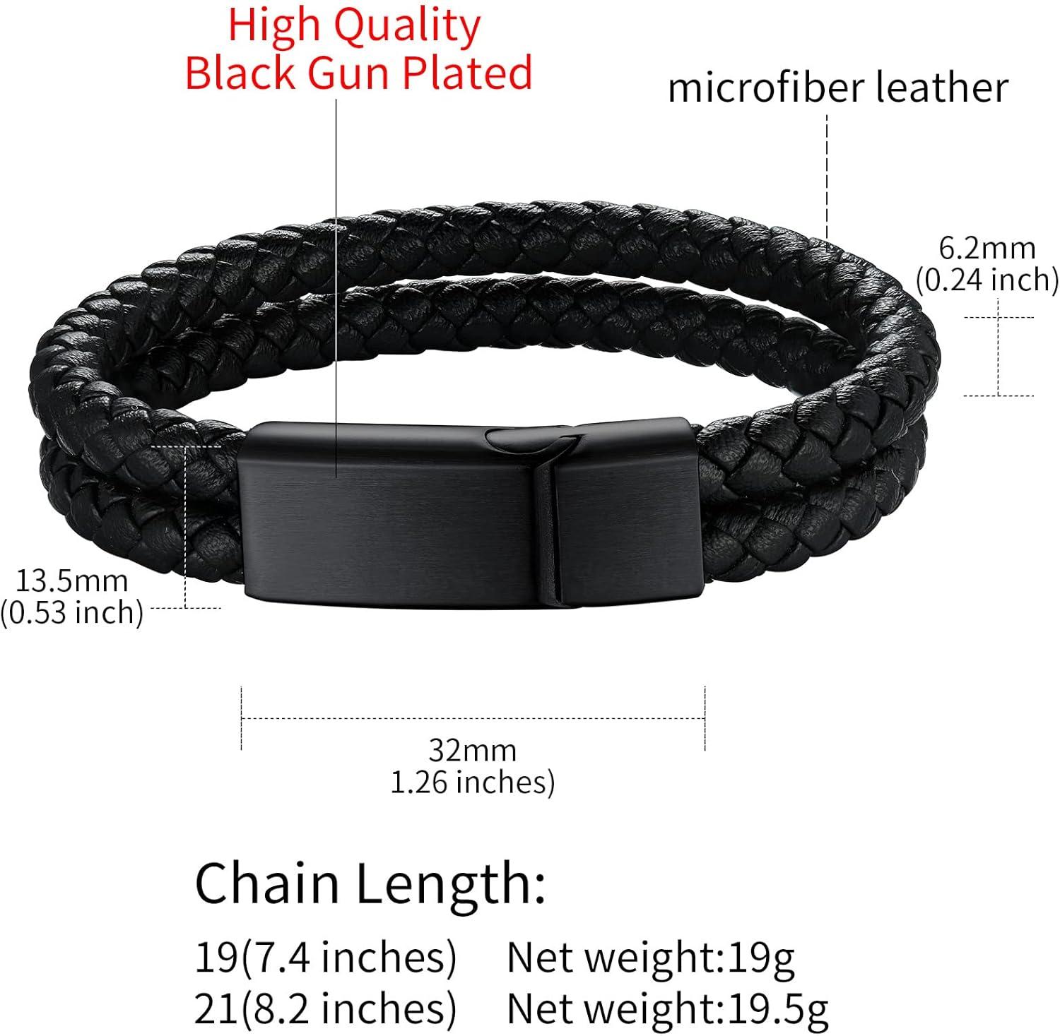 imageChainsHouse Mens Wrap Braided Leather Black Bead Bracelets Bangles Vintage Star of DavidWing SkullTemplar Cross Genuine Leather Bracelet Customize Available Size 758390 Inch Send Gift BoxB Double BraidedBlack ClaspCustom