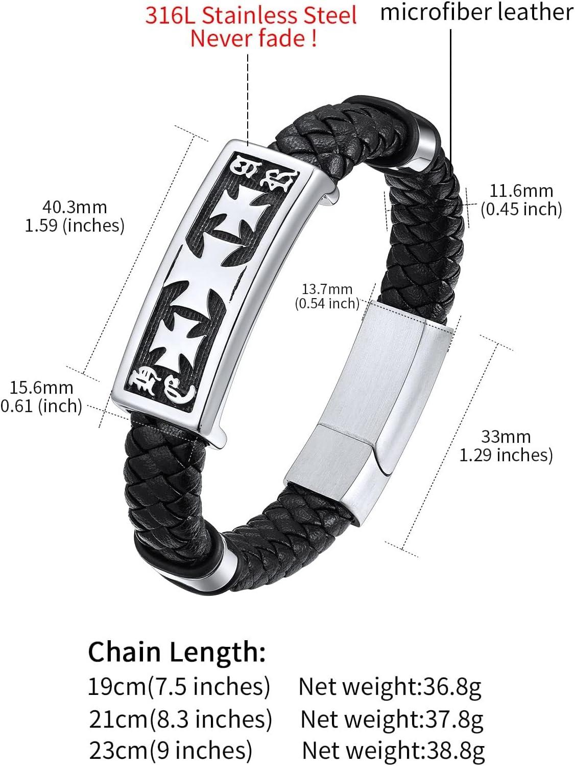 imageChainsHouse Mens Wrap Braided Leather Black Bead Bracelets Bangles Vintage Star of DavidWing SkullTemplar Cross Genuine Leather Bracelet Customize Available Size 758390 Inch Send Gift BoxA Templar CrossSteel