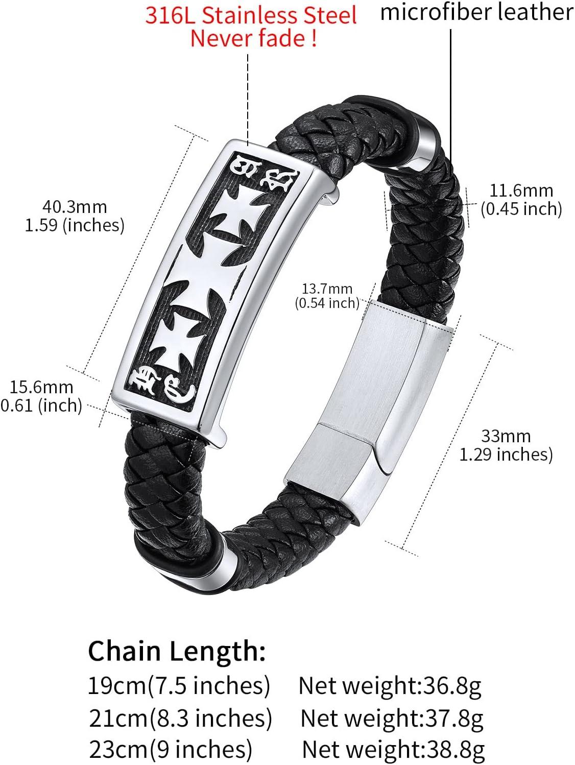 imageChainsHouse Mens Wrap Braided Leather Black Bead Bracelets Bangles Vintage Star of DavidWing SkullTemplar Cross Genuine Leather Bracelet Customize Available Size 758390 Inch Send Gift BoxB Templar CrossSteelCustom