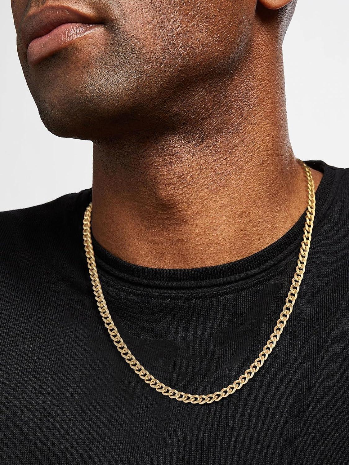 imageChainsHouse Miami Cuban Link Chain Necklace for Men 48mm6mm10mm14mm Width 14K Gold PlatedStainless SteelBlack Mens Chunky Hip Hop Necklace Curb Chains 14quot30quot Length Come Gift BoxD gold48mm