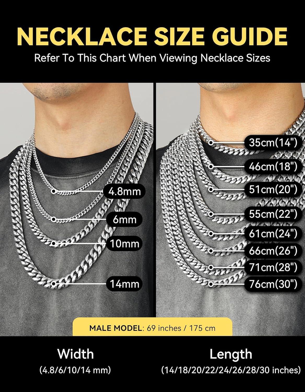 imageChainsHouse Miami Cuban Link Chain Necklace for Men 48mm6mm10mm14mm Width 14K Gold PlatedStainless SteelBlack Mens Chunky Hip Hop Necklace Curb Chains 14quot30quot Length Come Gift BoxA stainless6mm