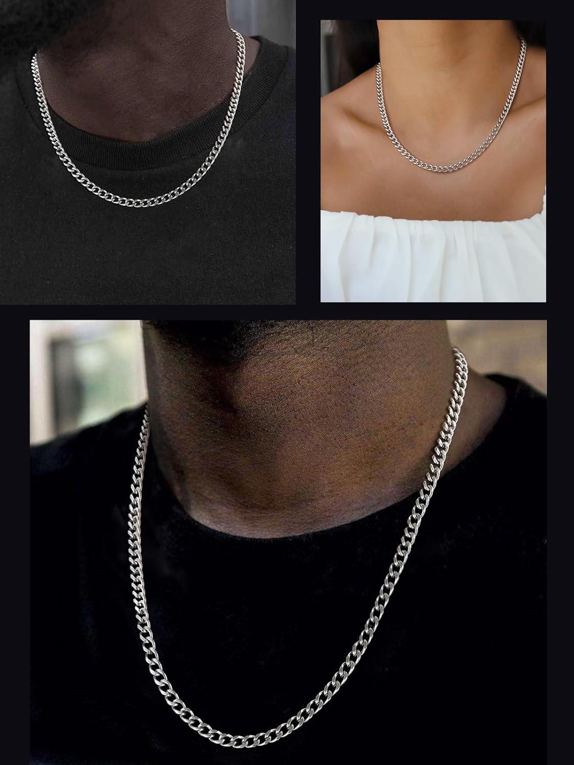 imageChainsHouse Miami Cuban Link Chain Necklace for Men 48mm6mm10mm14mm Width 14K Gold PlatedStainless SteelBlack Mens Chunky Hip Hop Necklace Curb Chains 14quot30quot Length Come Gift BoxA stainless48mm