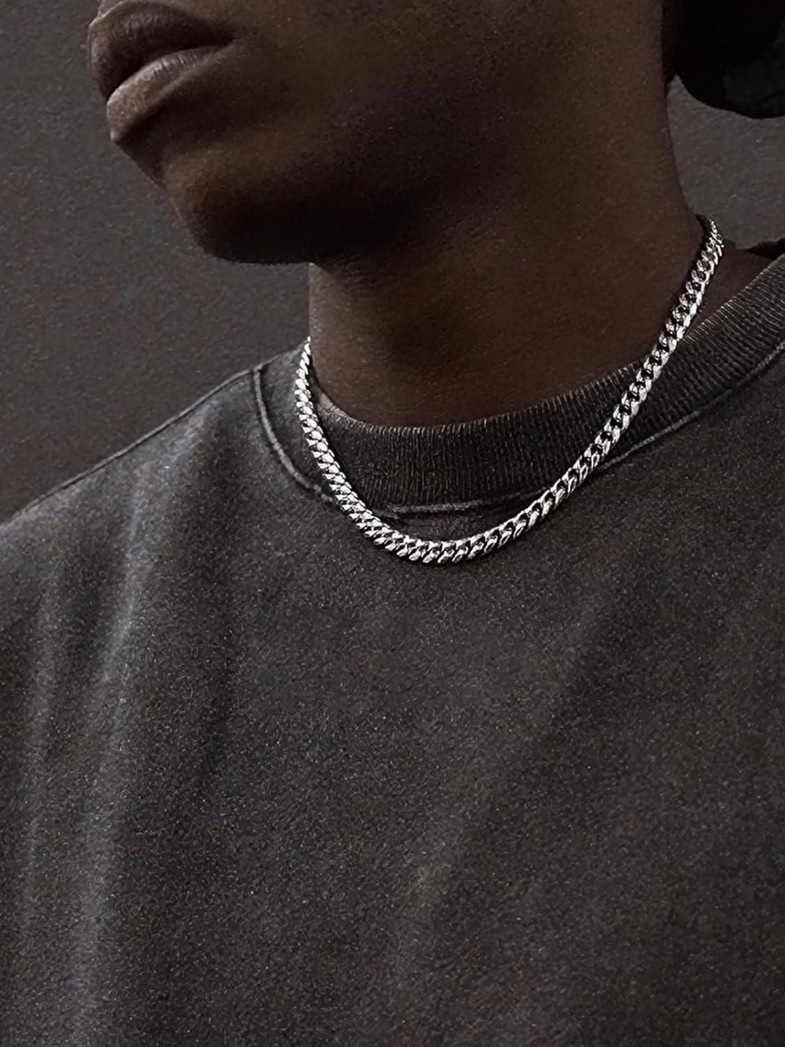 imageChainsHouse Miami Cuban Link Chain Necklace for Men 48mm6mm10mm14mm Width 14K Gold PlatedStainless SteelBlack Mens Chunky Hip Hop Necklace Curb Chains 14quot30quot Length Come Gift BoxA stainless6mm