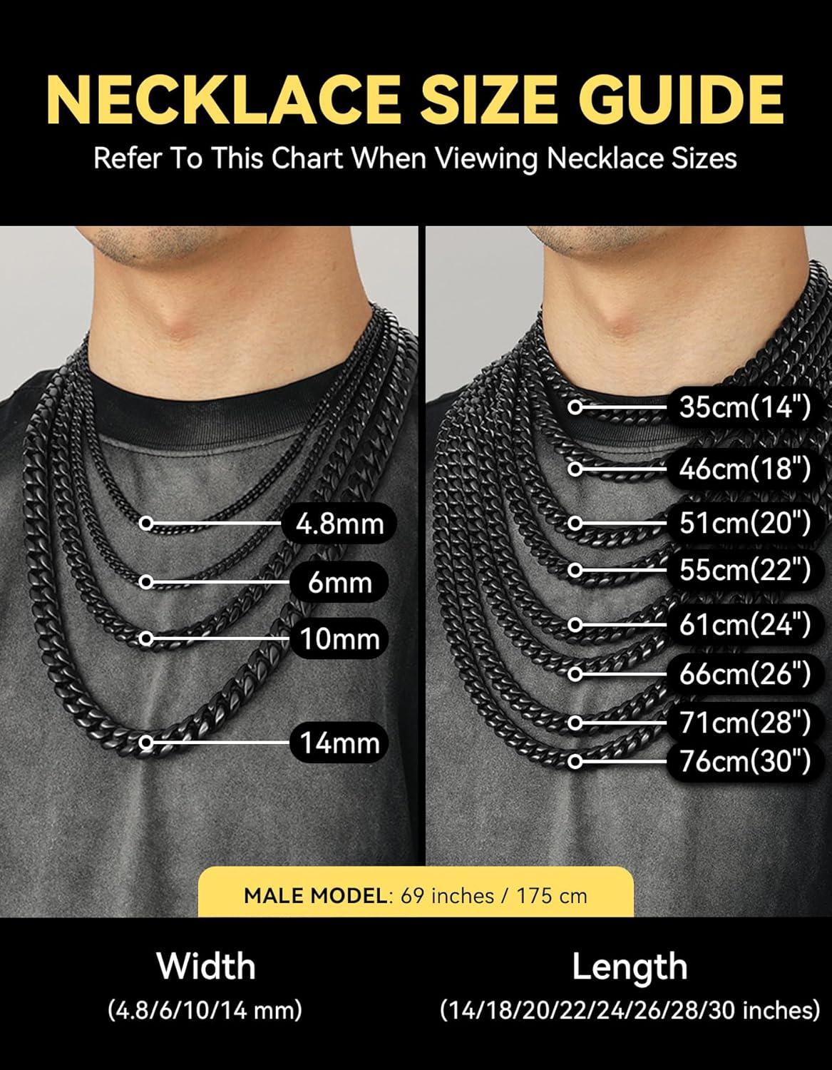 imageChainsHouse Miami Cuban Link Chain Necklace for Men 48mm6mm10mm14mm Width 14K Gold PlatedStainless SteelBlack Mens Chunky Hip Hop Necklace Curb Chains 14quot30quot Length Come Gift BoxG black6mm