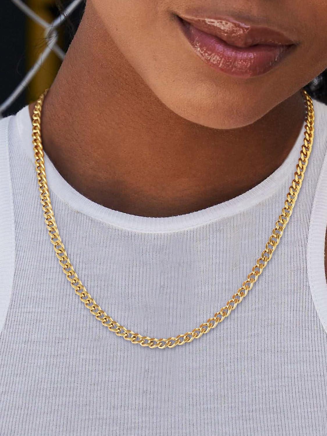 imageChainsHouse Miami Cuban Link Chain Necklace for Men 48mm6mm10mm14mm Width 14K Gold PlatedStainless SteelBlack Mens Chunky Hip Hop Necklace Curb Chains 14quot30quot Length Come Gift BoxD gold48mm