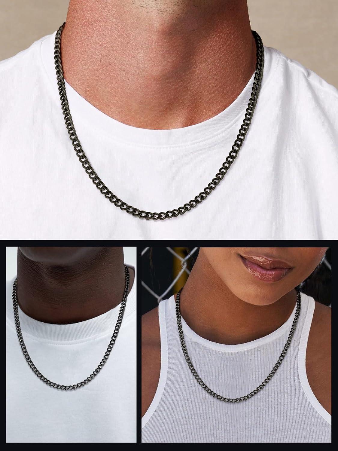 imageChainsHouse Miami Cuban Link Chain Necklace for Men 48mm6mm10mm14mm Width 14K Gold PlatedStainless SteelBlack Mens Chunky Hip Hop Necklace Curb Chains 14quot30quot Length Come Gift BoxG black48mm
