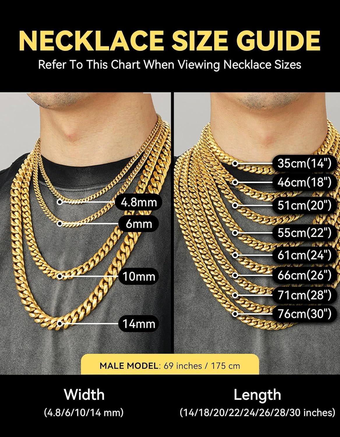 imageChainsHouse Miami Cuban Link Chain Necklace for Men 48mm6mm10mm14mm Width 14K Gold PlatedStainless SteelBlack Mens Chunky Hip Hop Necklace Curb Chains 14quot30quot Length Come Gift BoxF gold14mm