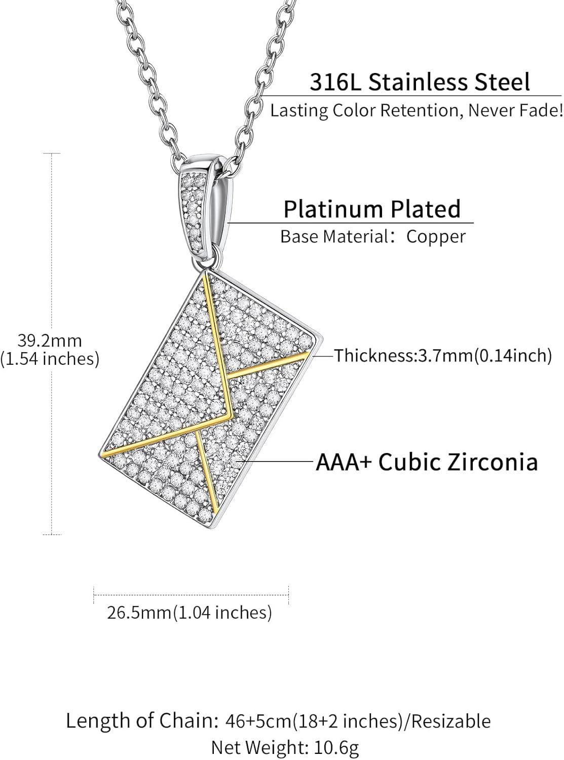 imageChainsHouse Personalized Locket Necklace Custom Envelope Necklaces with Photo Message Engraved for Women Stainless SteelBlackGoldRose Gold Plated Memorial Gift for Wife with Gift BoxE PhotoSilver