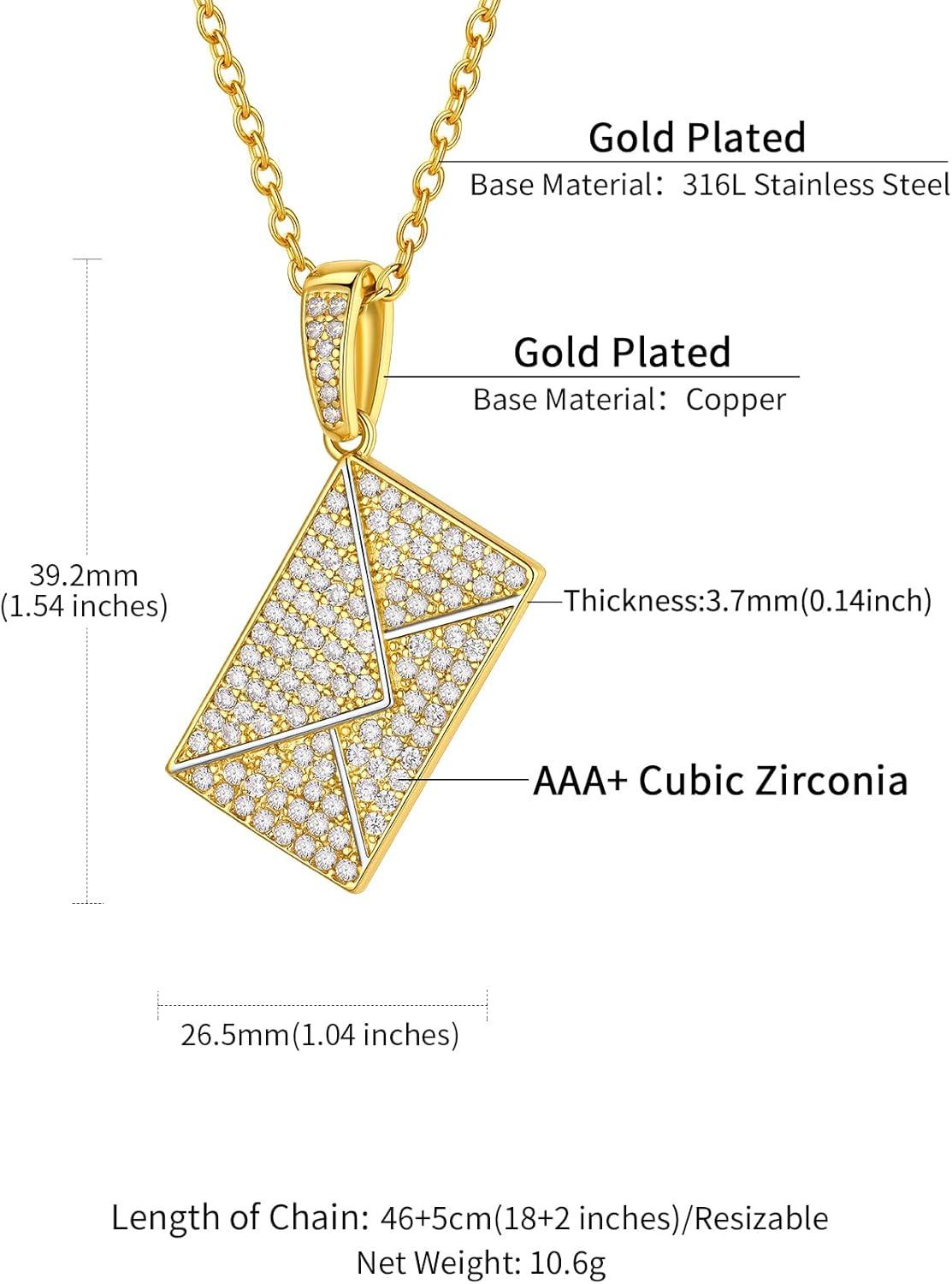 imageChainsHouse Personalized Locket Necklace Custom Envelope Necklaces with Photo Message Engraved for Women Stainless SteelBlackGoldRose Gold Plated Memorial Gift for Wife with Gift BoxE PhotoGold