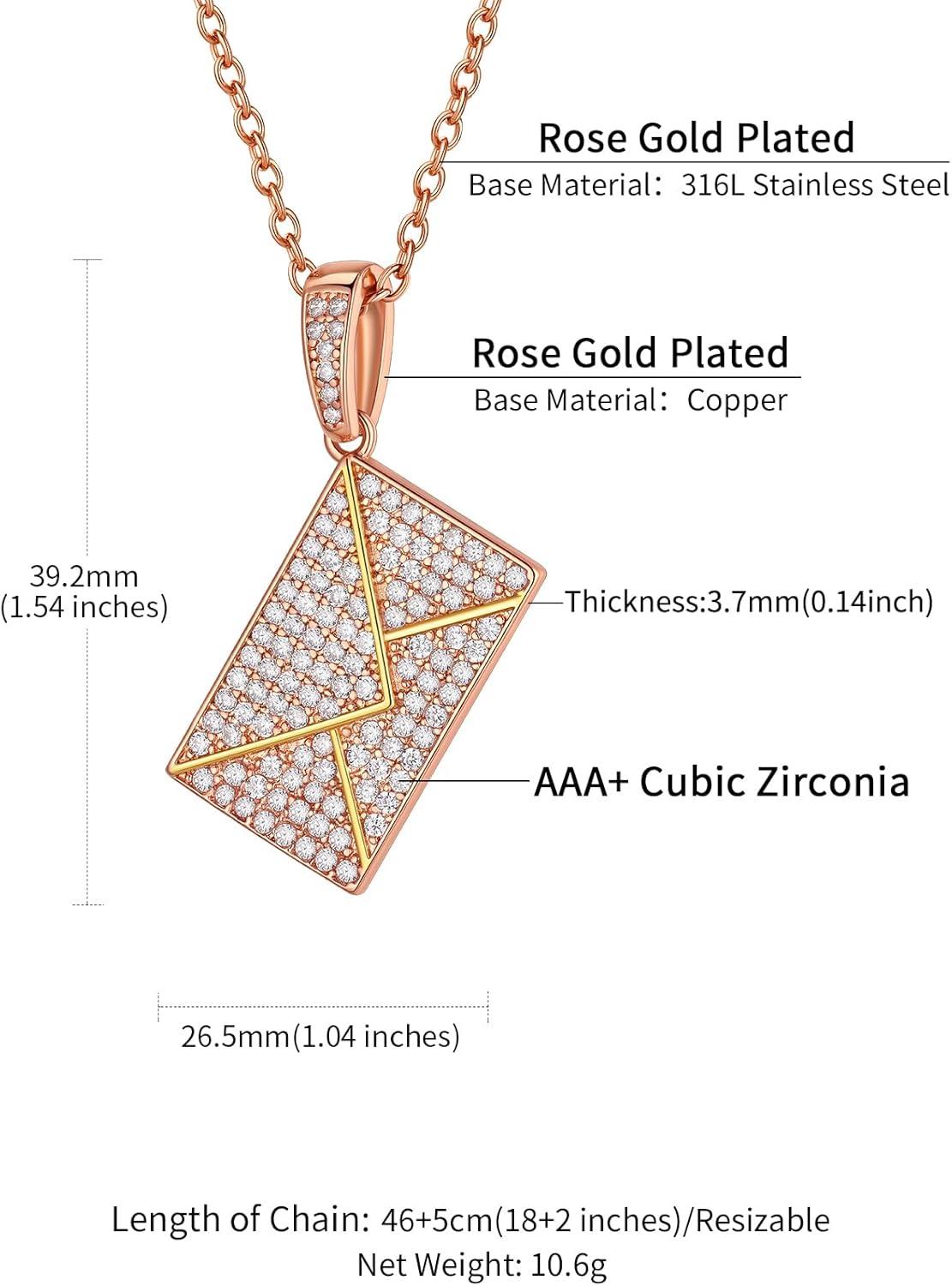 imageChainsHouse Personalized Locket Necklace Custom Envelope Necklaces with Photo Message Engraved for Women Stainless SteelBlackGoldRose Gold Plated Memorial Gift for Wife with Gift BoxE PhotoRose Gold