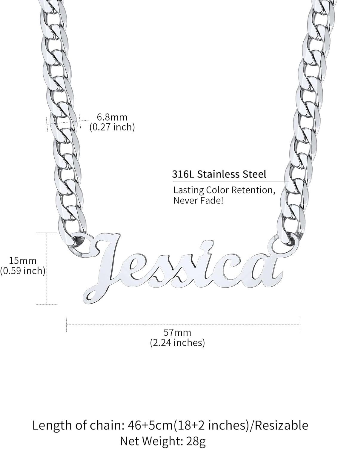 imageChainsHouse Personalized Name Necklace Custom Engraved Nameplate for MenWomen 18quot5cm Adjustable Cuban Chain Stainless SteelGoldBlack Plated Dainty Jewelry Gift for BirthdayAnniversaryA Cuban ChainSteel