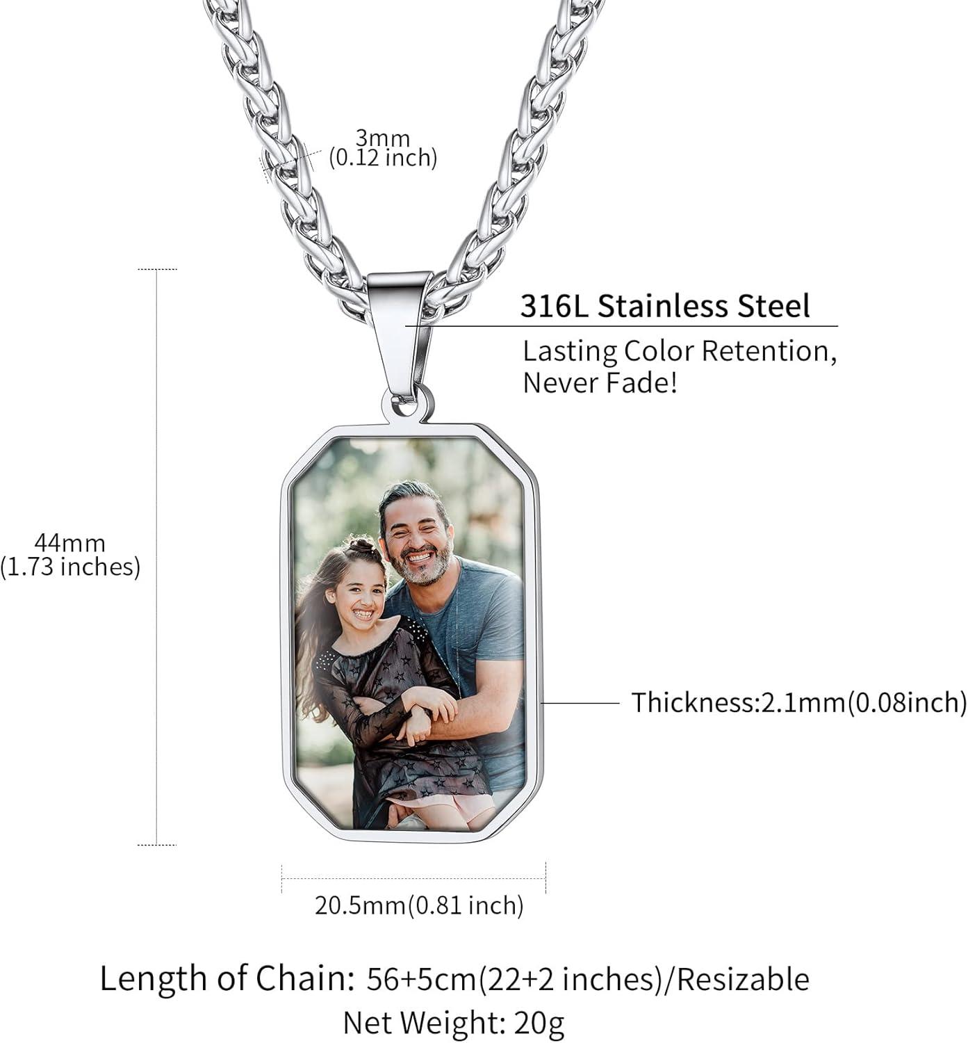 imageChainsHouse Personalized Photo Necklace Men Women Stainless Steel18K Gold Plated Chain Custom Picture Image Engrave Text RectangularHeartOvalDogtag Pendant DIY Memorial JewelrySend Gift BoxN Octagon Tag PhotoTextSteel