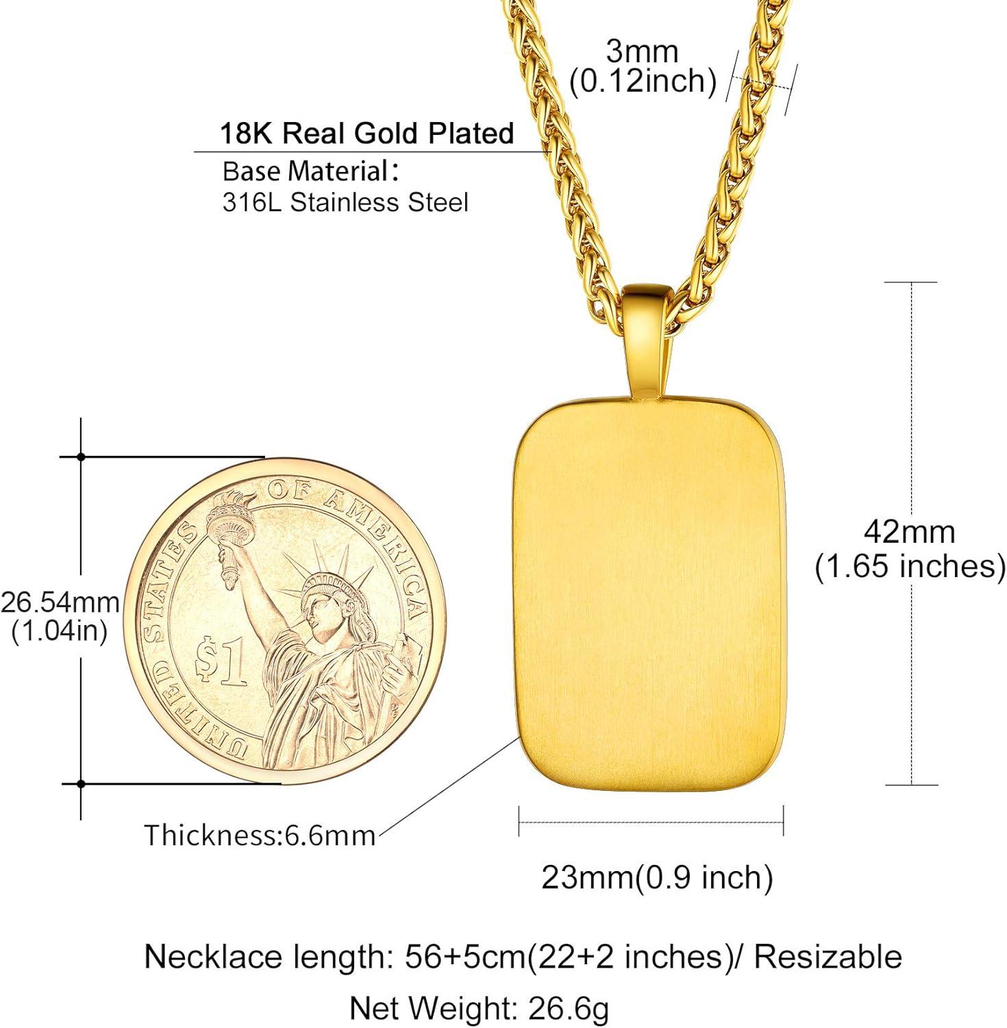 imageChainsHouse Personalized Photo Necklace Men Women Stainless Steel18K Gold Plated Chain Custom Picture Image Engrave Text RectangularHeartOvalDogtag Pendant DIY Memorial JewelrySend Gift BoxF RectangleGold