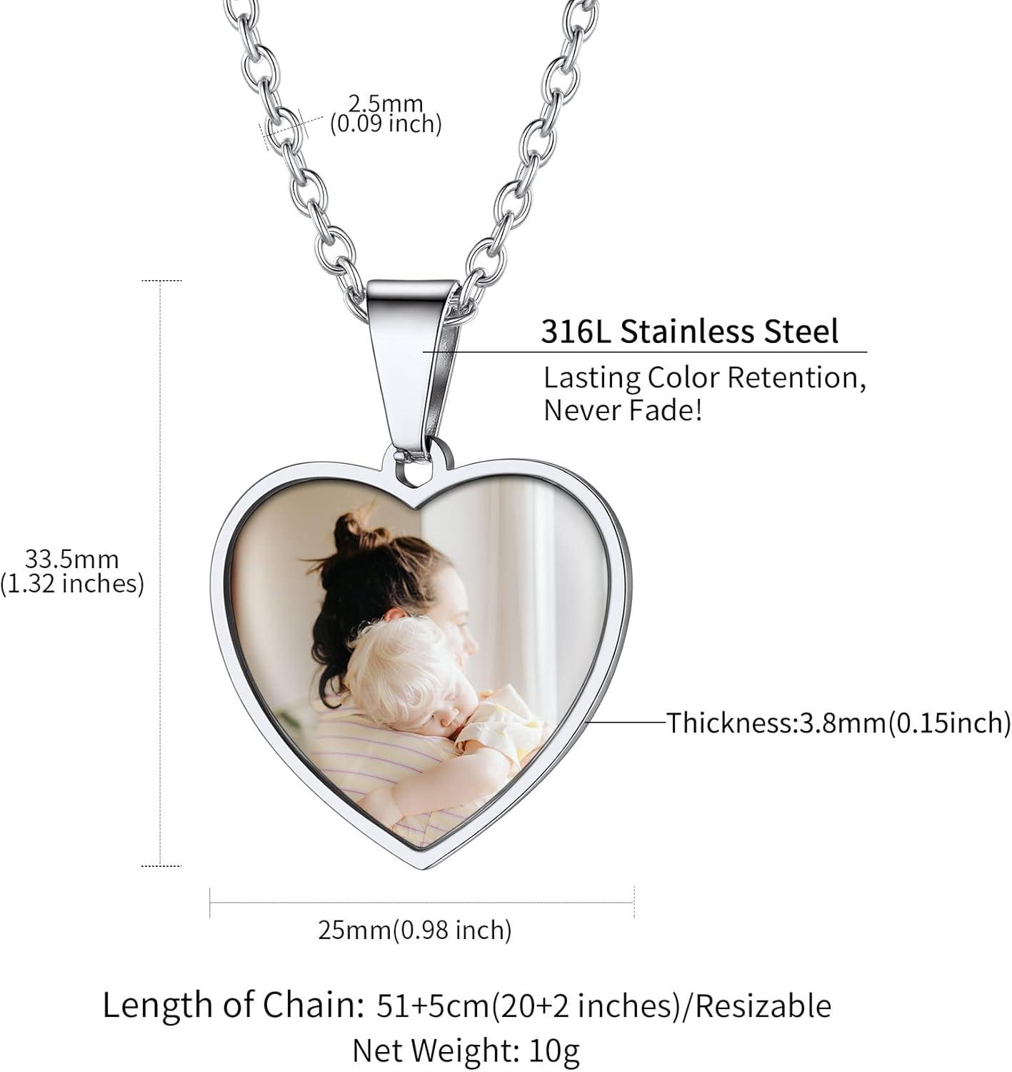 imageChainsHouse Personalized Photo Necklace Men Women Stainless Steel18K Gold Plated Chain Custom Picture Image Engrave Text RectangularHeartOvalDogtag Pendant DIY Memorial JewelrySend Gift BoxO Heart 2 sided PhotosSteel
