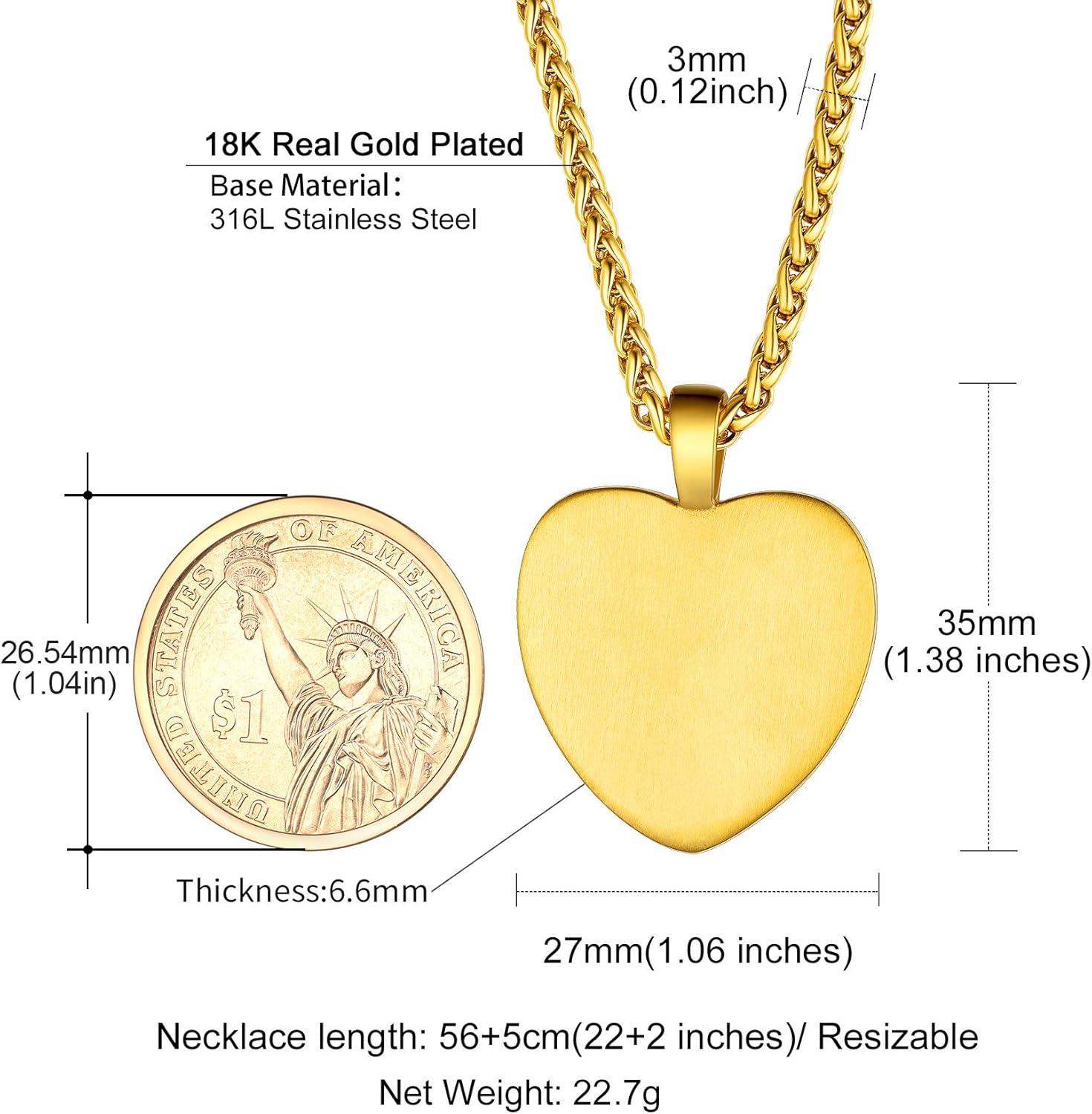 imageChainsHouse Personalized Photo Necklace Men Women Stainless Steel18K Gold Plated Chain Custom Picture Image Engrave Text RectangularHeartOvalDogtag Pendant DIY Memorial JewelrySend Gift BoxB HeartGold