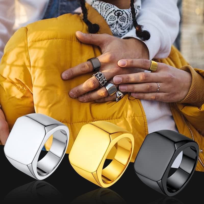 imageChainsHouse Screw Band Biker Ring for Men Women Black Metal18K Gold Plated Stainless Steel Jewelry Hexagon Geometric Ring Size 714with Gift BoxdSquare Blank Steel