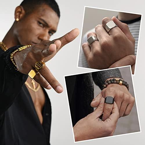 imageChainsHouse Screw Band Biker Ring for Men Women Black Metal18K Gold Plated Stainless Steel Jewelry Hexagon Geometric Ring Size 714with Gift BoxdSquare Blank Steel