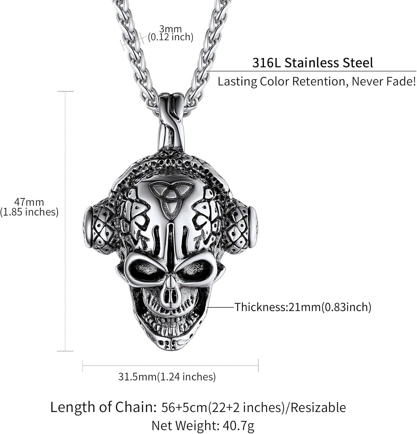 imageChainsHouse Skull Necklace for Men Retro Gothic Punk Jewelry Biker Necklace for Men Women Free Engraving Stainless Steel Dog Tag Pendant Necklacewith Gift Box05 EarphoneSteel