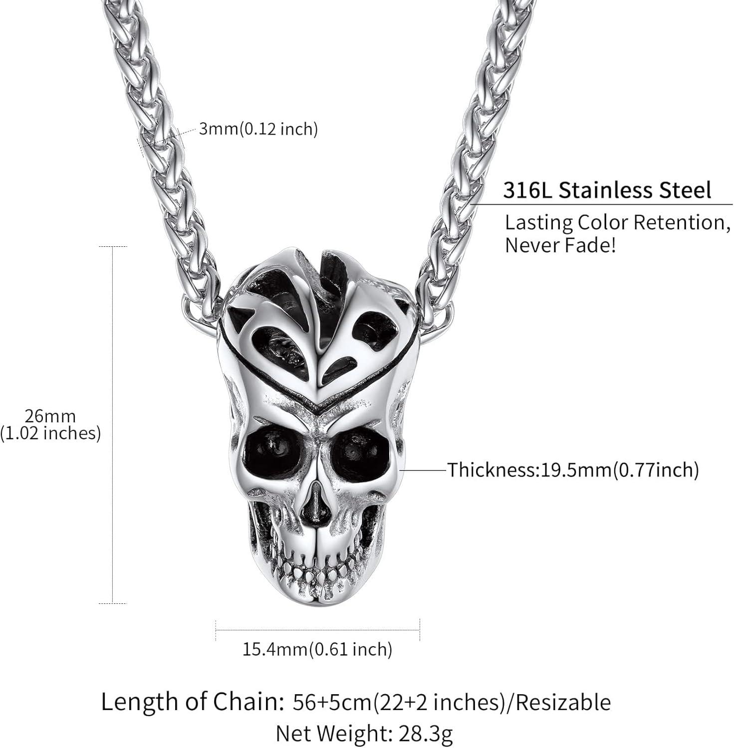 imageChainsHouse Skull Necklace for Men Retro Gothic Punk Jewelry Biker Necklace for Men Women Free Engraving Stainless Steel Dog Tag Pendant Necklacewith Gift Box04 Skull HeadSteel