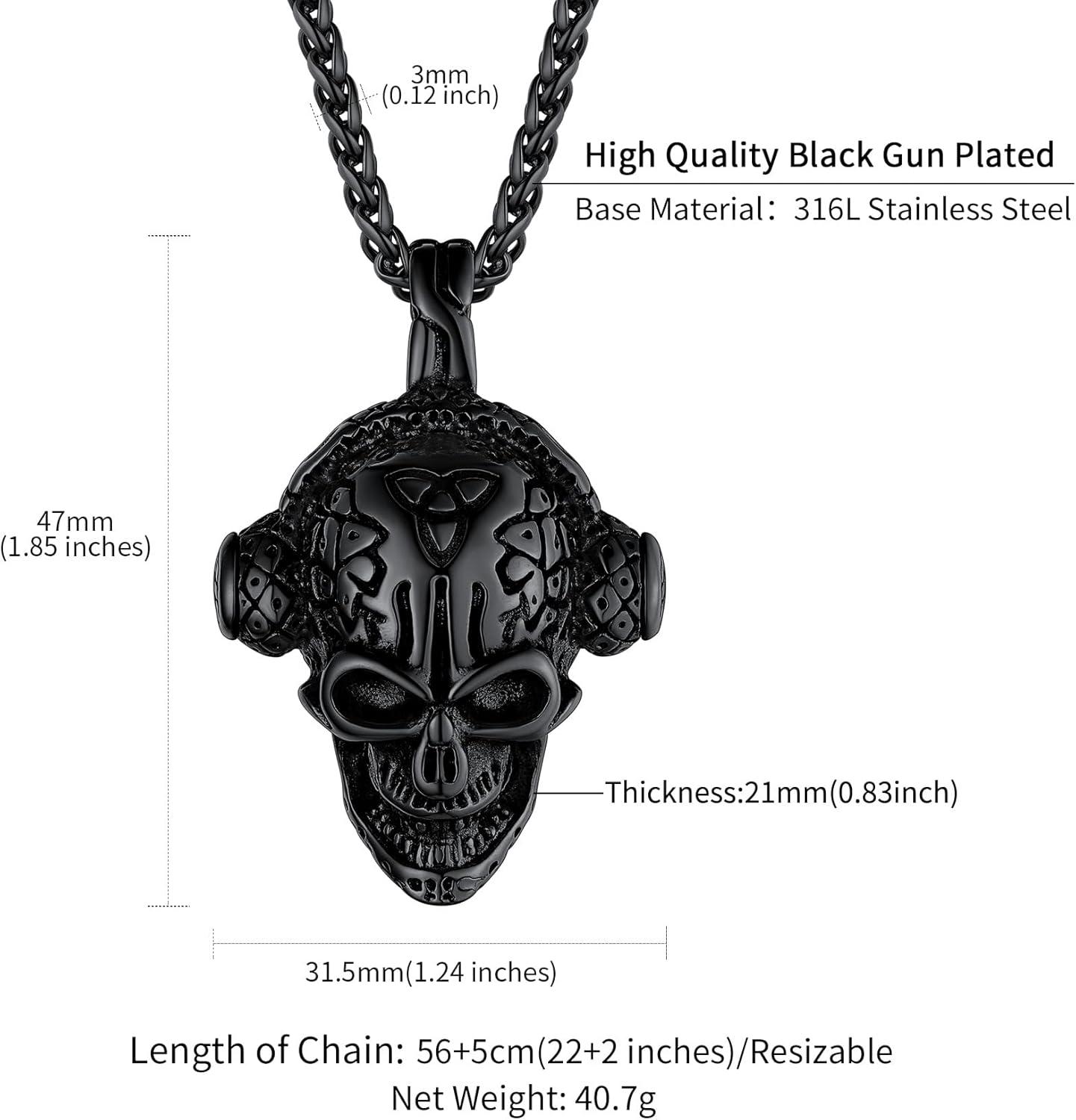 imageChainsHouse Skull Necklace for Men Retro Gothic Punk Jewelry Biker Necklace for Men Women Free Engraving Stainless Steel Dog Tag Pendant Necklacewith Gift Box05 EarphoneBlack