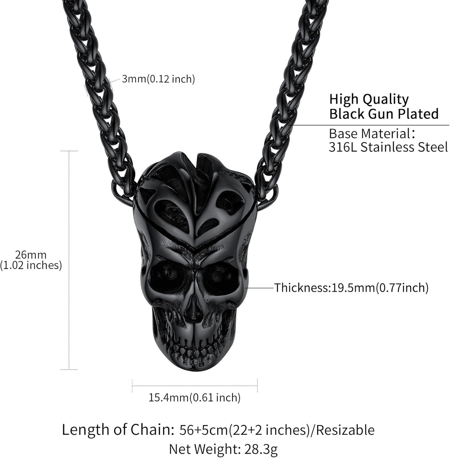 imageChainsHouse Skull Necklace for Men Retro Gothic Punk Jewelry Biker Necklace for Men Women Free Engraving Stainless Steel Dog Tag Pendant Necklacewith Gift Box04 Skull HeadBlack