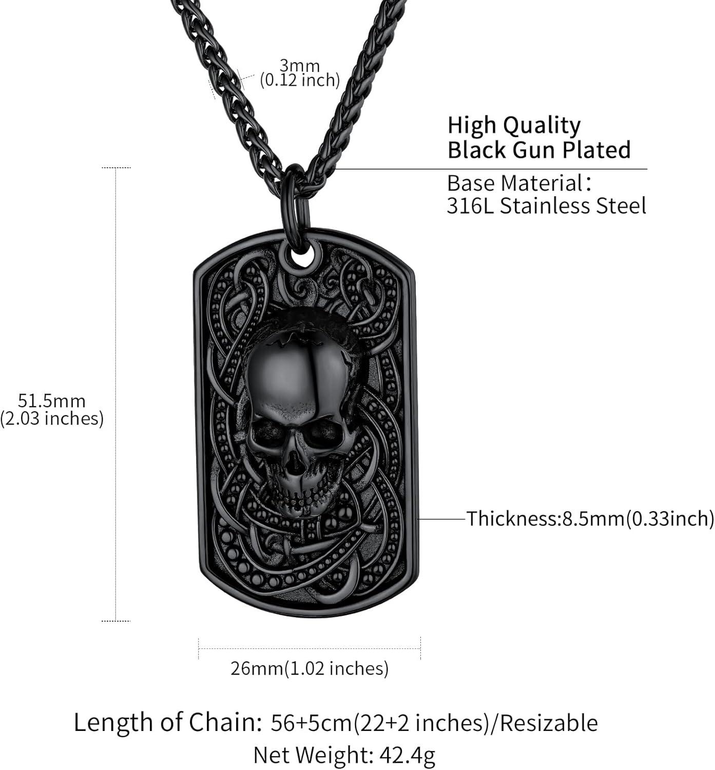 imageChainsHouse Skull Necklace for Men Retro Gothic Punk Jewelry Biker Necklace for Men Women Free Engraving Stainless Steel Dog Tag Pendant Necklacewith Gift Box03 DogtagBlack