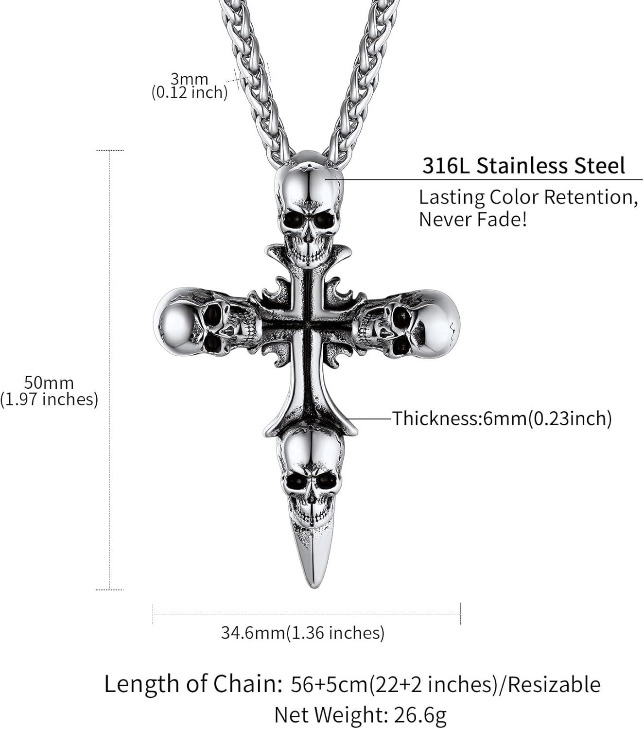 imageChainsHouse Skull Necklace for Men Retro Gothic Punk Jewelry Biker Necklace for Men Women Free Engraving Stainless Steel Dog Tag Pendant Necklacewith Gift Box07 Cross Steel