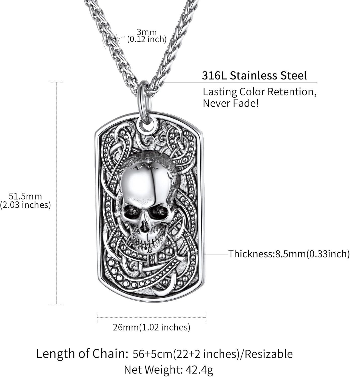 imageChainsHouse Skull Necklace for Men Retro Gothic Punk Jewelry Biker Necklace for Men Women Free Engraving Stainless Steel Dog Tag Pendant Necklacewith Gift Box03 DogtagSteel