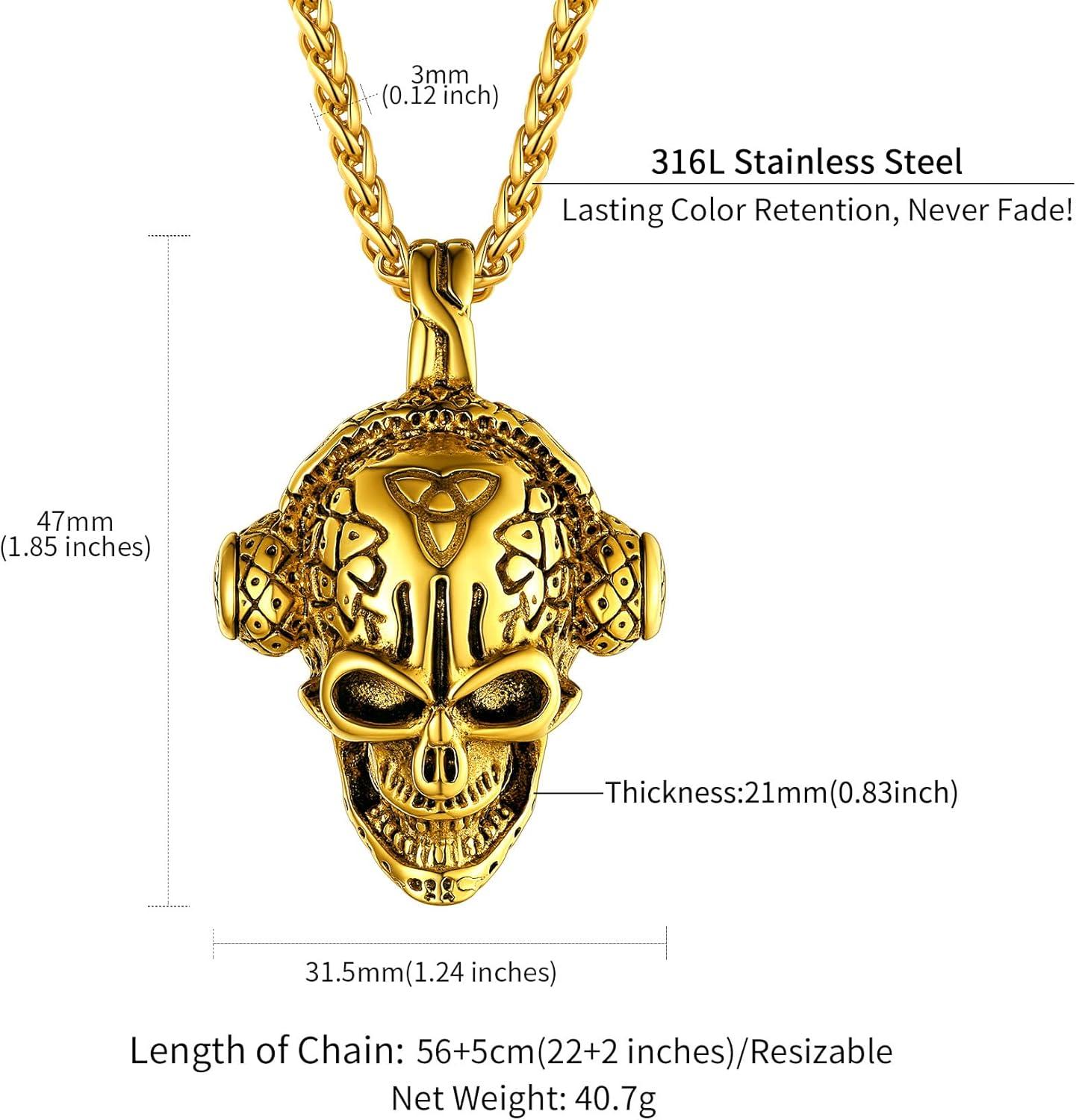 imageChainsHouse Skull Necklace for Men Retro Gothic Punk Jewelry Biker Necklace for Men Women Free Engraving Stainless Steel Dog Tag Pendant Necklacewith Gift Box05 EarphoneGold