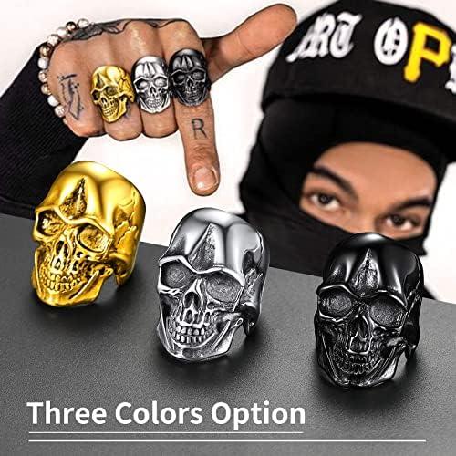 imageChainsHouse Skull Rings for Men Stainless SteelBlack Plated Gothic Rings Skeleton Cocktail Party Biker Ring Offer Custom Service Size 714 Send Gift BoxH Skull HeadBlackNo Custom