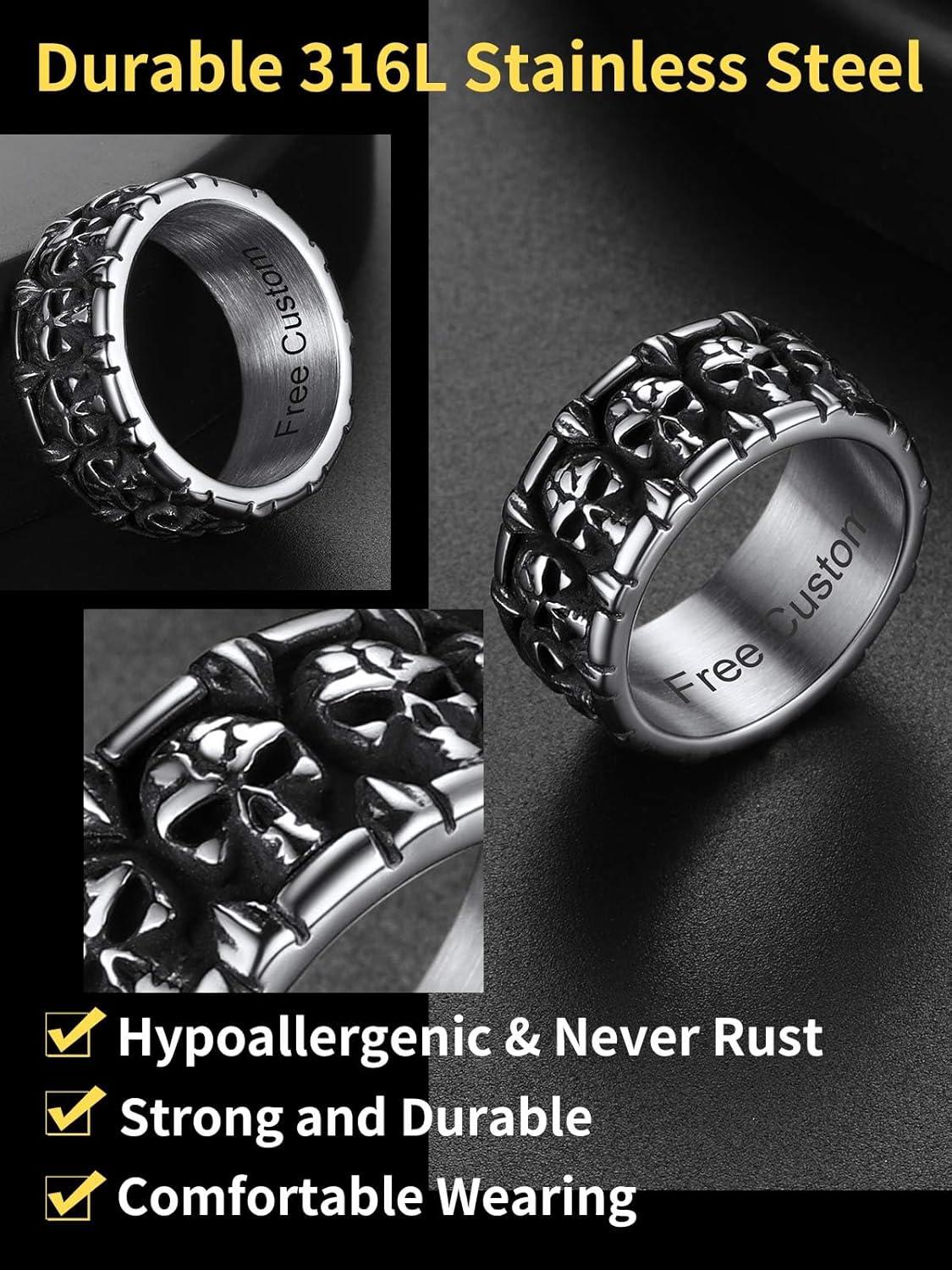 imageChainsHouse Skull Rings for Men Stainless SteelBlack Plated Gothic Rings Skeleton Cocktail Party Biker Ring Offer Custom Service Size 714 Send Gift BoxB EngravestainlessCustom