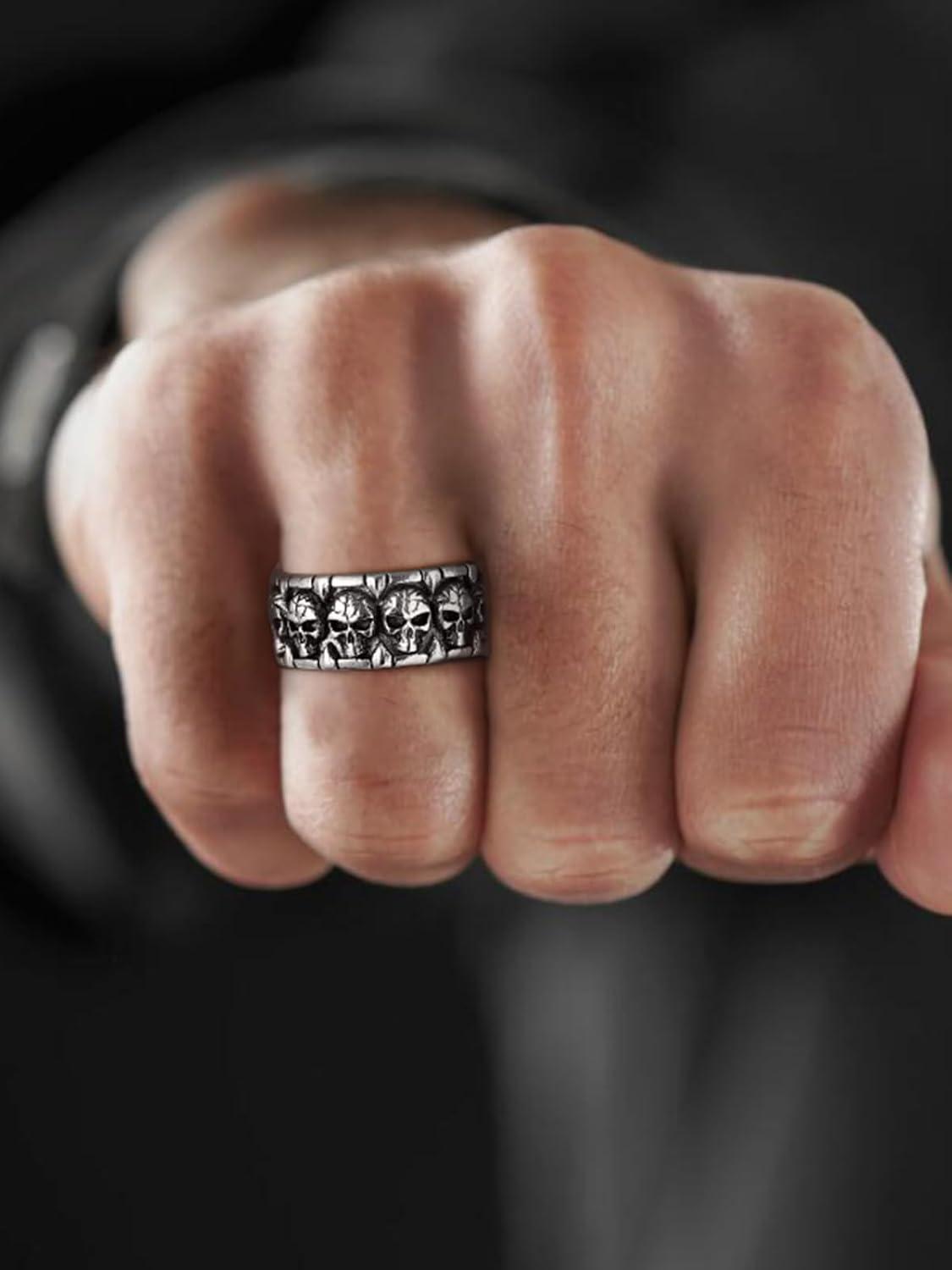 imageChainsHouse Skull Rings for Men Stainless SteelBlack Plated Gothic Rings Skeleton Cocktail Party Biker Ring Offer Custom Service Size 714 Send Gift BoxB EngravestainlessCustom
