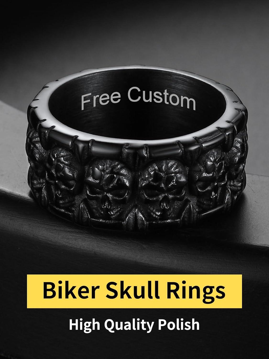 imageChainsHouse Skull Rings for Men Stainless SteelBlack Plated Gothic Rings Skeleton Cocktail Party Biker Ring Offer Custom Service Size 714 Send Gift BoxB EngraveblackCustom