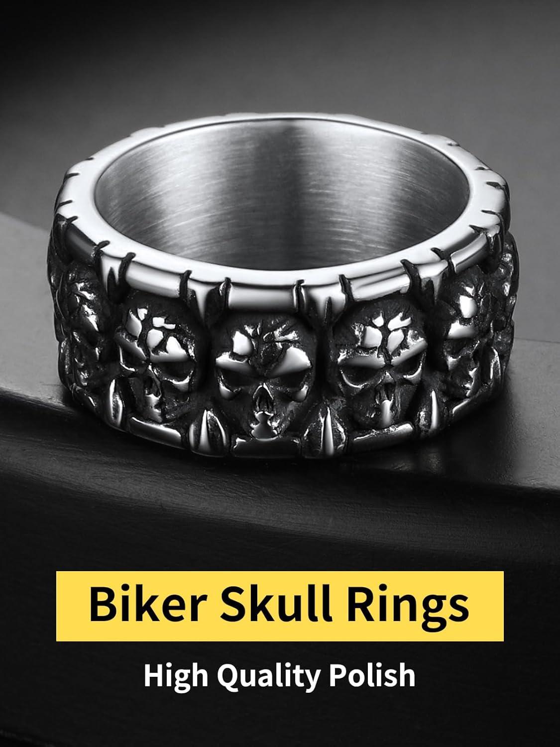 imageChainsHouse Skull Rings for Men Stainless SteelBlack Plated Gothic Rings Skeleton Cocktail Party Biker Ring Offer Custom Service Size 714 Send Gift BoxA stainlessNo Custom