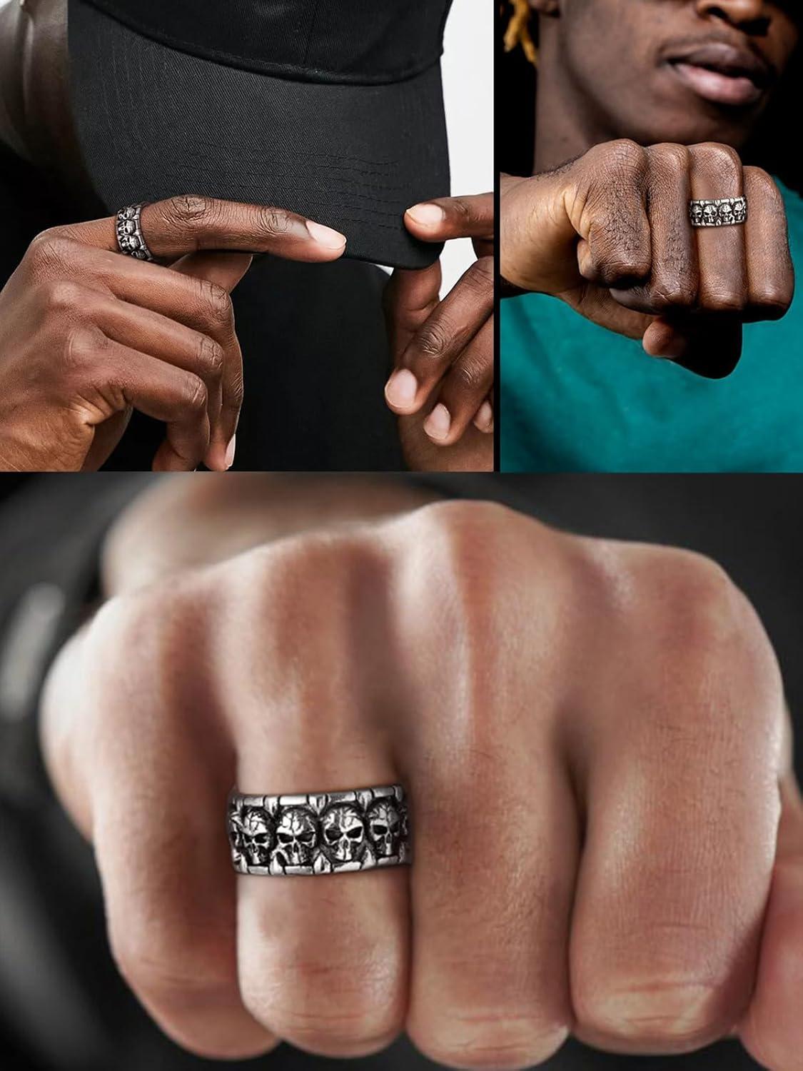 imageChainsHouse Skull Rings for Men Stainless SteelBlack Plated Gothic Rings Skeleton Cocktail Party Biker Ring Offer Custom Service Size 714 Send Gift BoxA EngravestainlessCustom