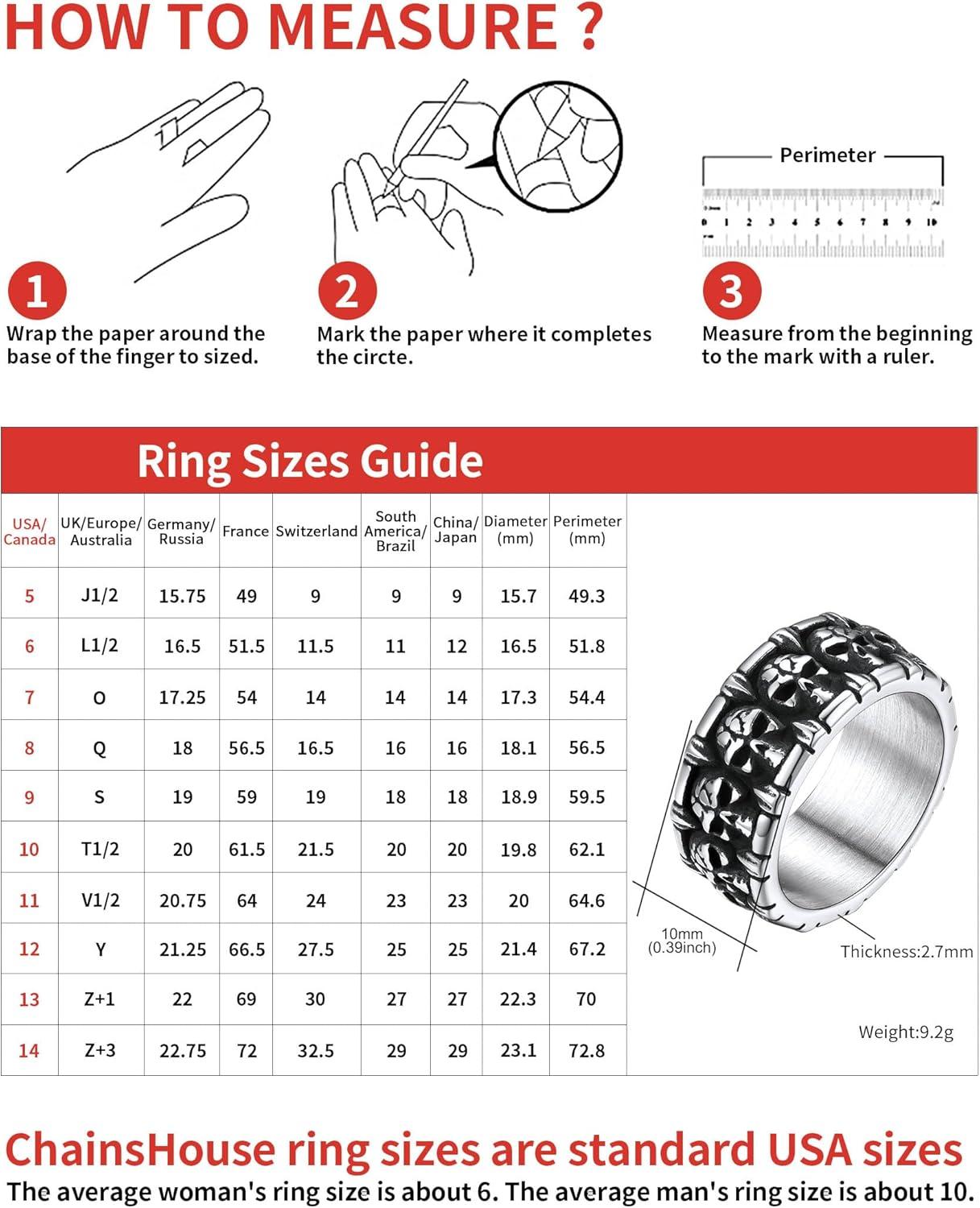imageChainsHouse Skull Rings for Men Stainless SteelBlack Plated Gothic Rings Skeleton Cocktail Party Biker Ring Offer Custom Service Size 714 Send Gift BoxA stainlessNo Custom
