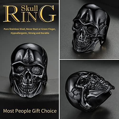 imageChainsHouse Skull Rings for Men Stainless SteelBlack Plated Gothic Rings Skeleton Cocktail Party Biker Ring Offer Custom Service Size 714 Send Gift BoxH Skull HeadBlackNo Custom